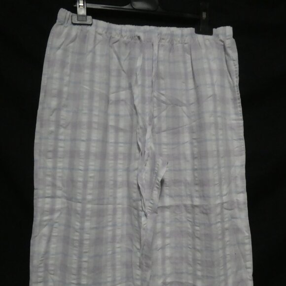 TIME OUT | medium | Lilac - Blue - White Plaid Pajama Bottoms | Ruffled Hem - Picture 6 of 16